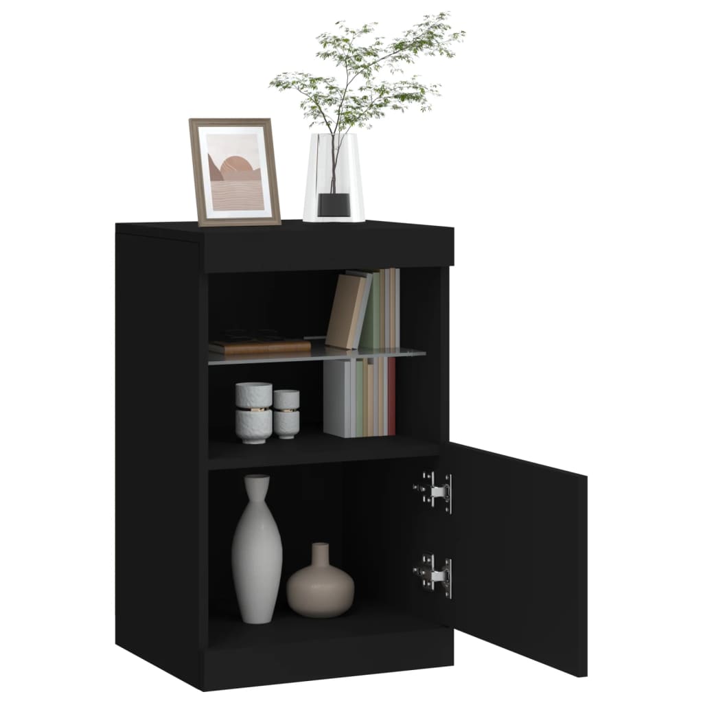 Skjenk Svart med LED-lys 41x37x67 cm