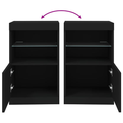 Skjenk Svart med LED-lys 41x37x67 cm