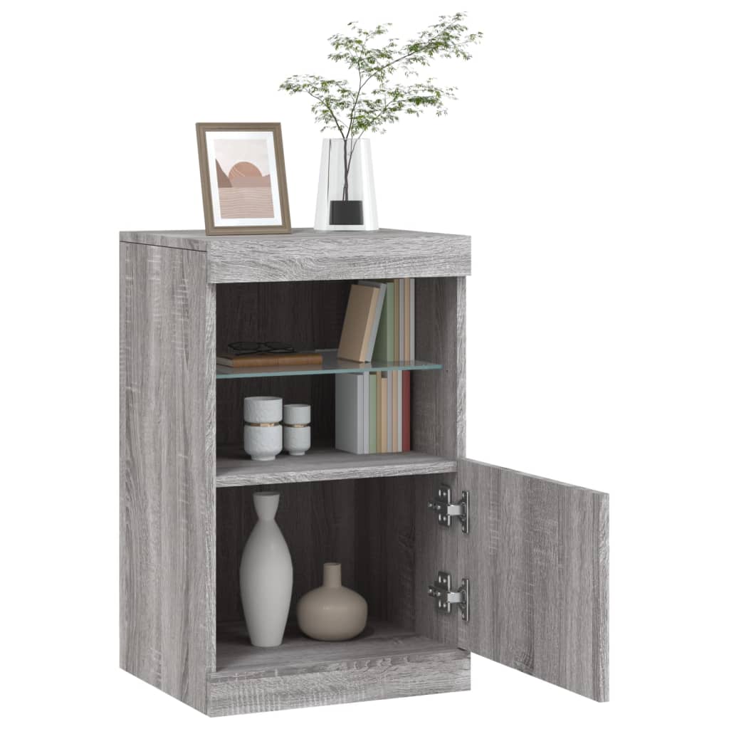 Skjenk Sonoma Grå med LED-lys 41x37x67 cm