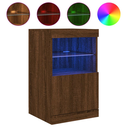Skjenk Brun Eik med LED-lys 41x37x67 cm