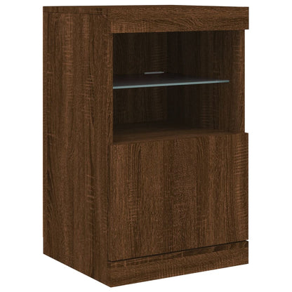 Skjenk Brun Eik med LED-lys 41x37x67 cm