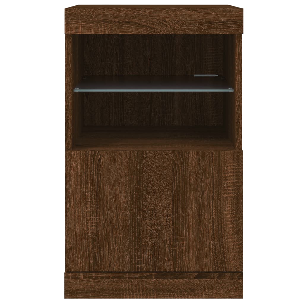 Skjenk Brun Eik med LED-lys 41x37x67 cm