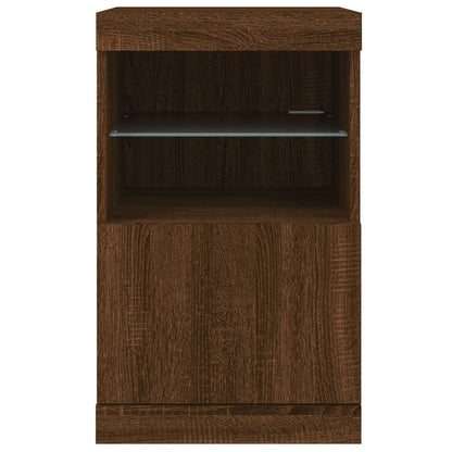 Skjenk Brun Eik med LED-lys 41x37x67 cm