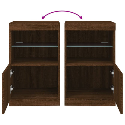 Skjenk Brun Eik med LED-lys 41x37x67 cm