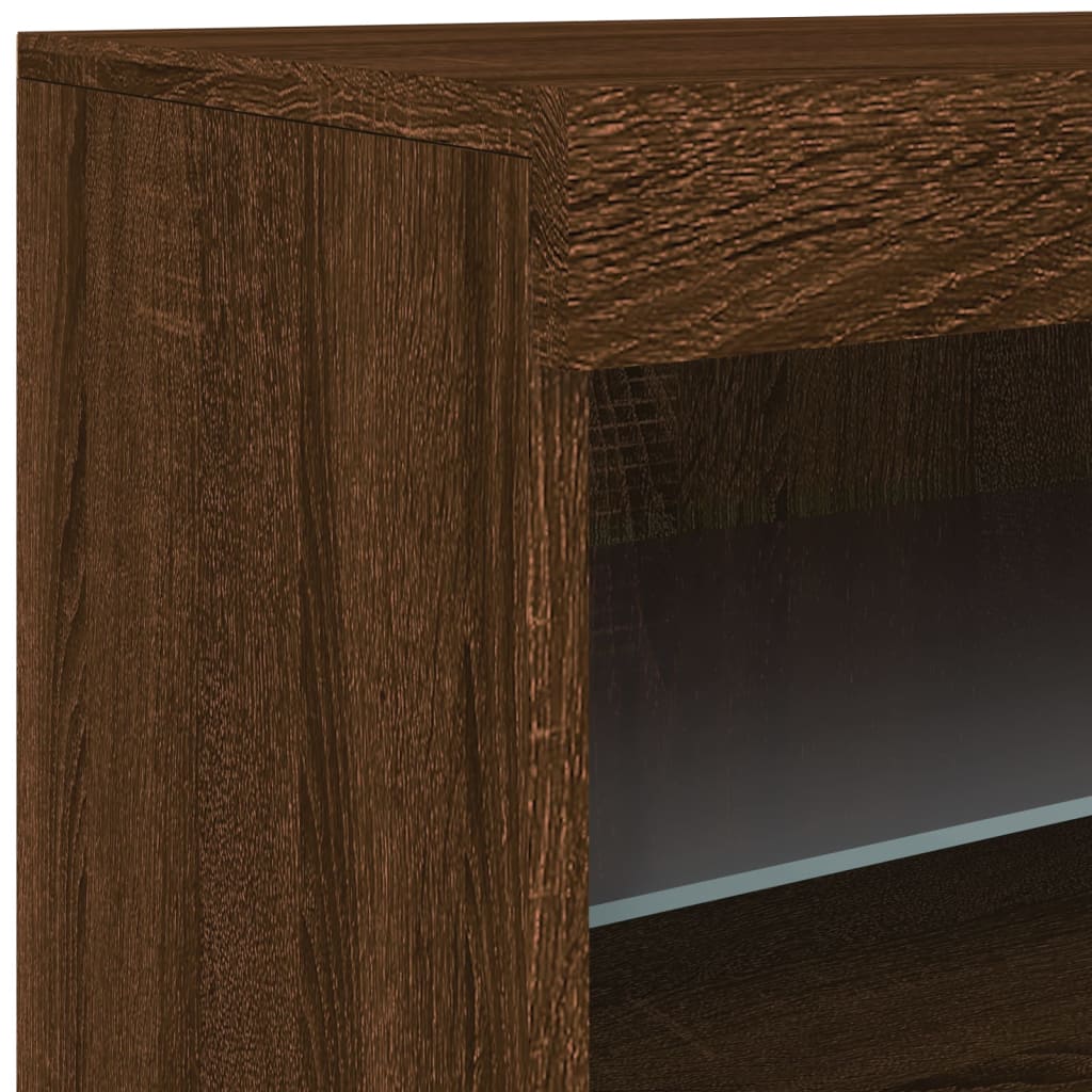Skjenk Brun Eik med LED-lys 41x37x67 cm