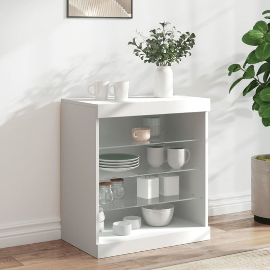 Skjenk Hvit med LED-lys 60,5x37x67 cm
