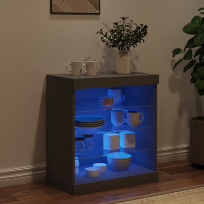 Skjenk Svart med LED-lys 60,5x37x67 cm