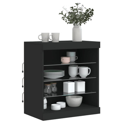 Skjenk Svart med LED-lys 60,5x37x67 cm
