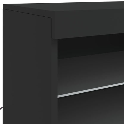 Skjenk Svart med LED-lys 60,5x37x67 cm