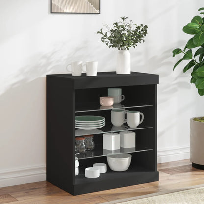 Skjenk Svart med LED-lys 60,5x37x67 cm