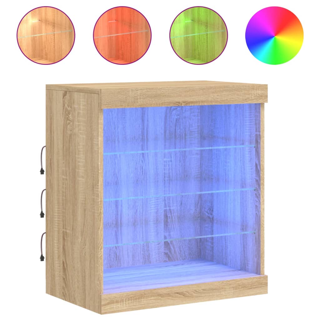 Skjenk Sonoma Eik med LED-lys 60,5x37x67 cm