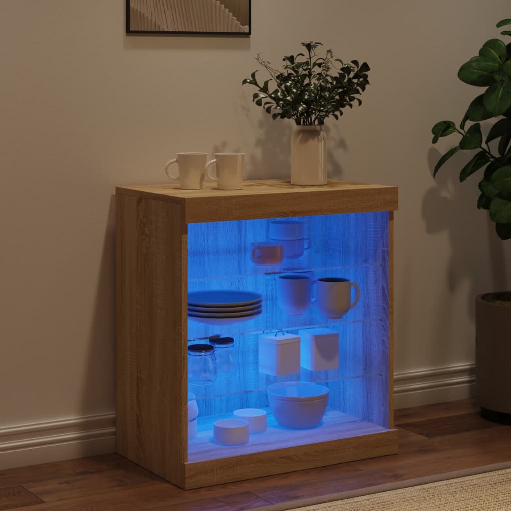 Skjenk Sonoma Eik med LED-lys 60,5x37x67 cm
