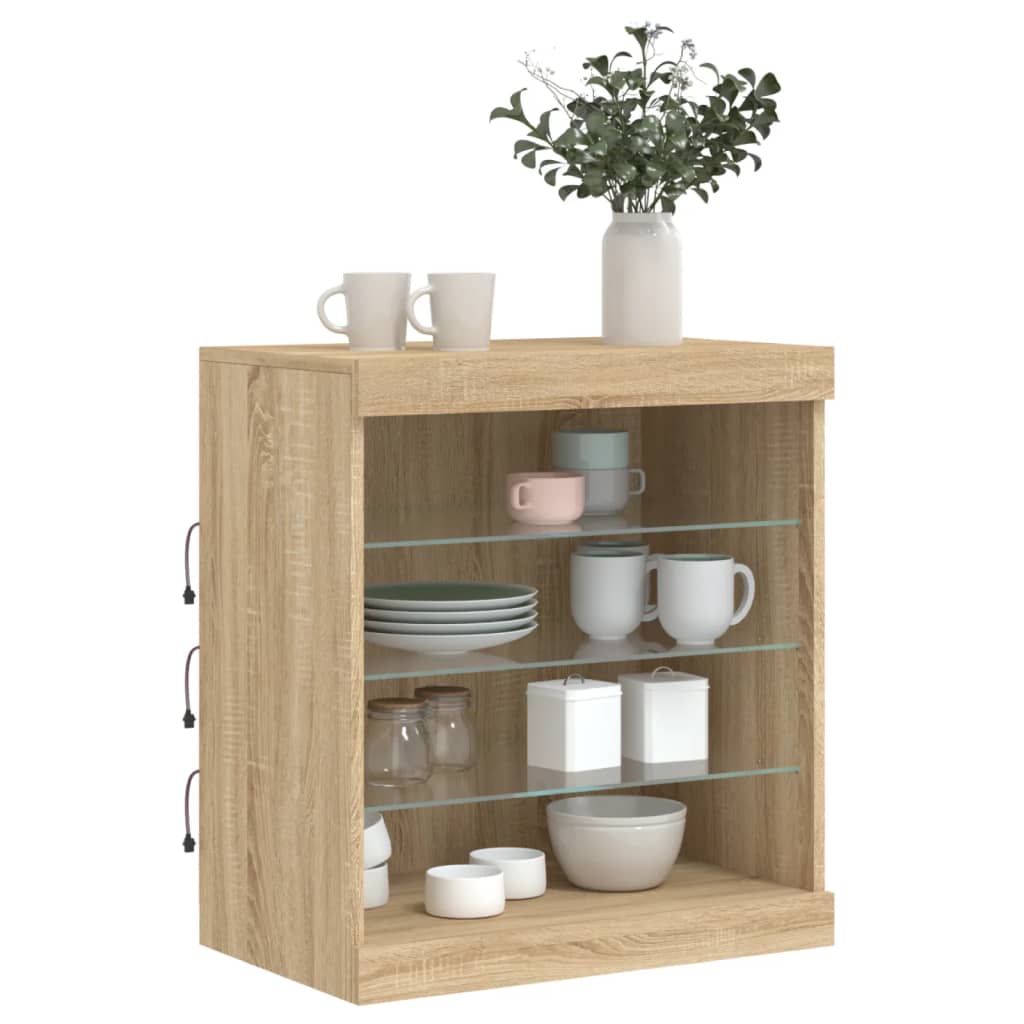 Skjenk Sonoma Eik med LED-lys 60,5x37x67 cm