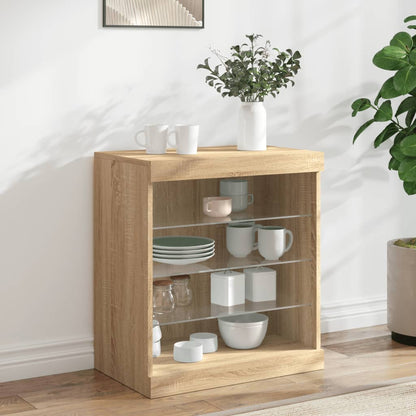 Skjenk Sonoma Eik med LED-lys 60,5x37x67 cm