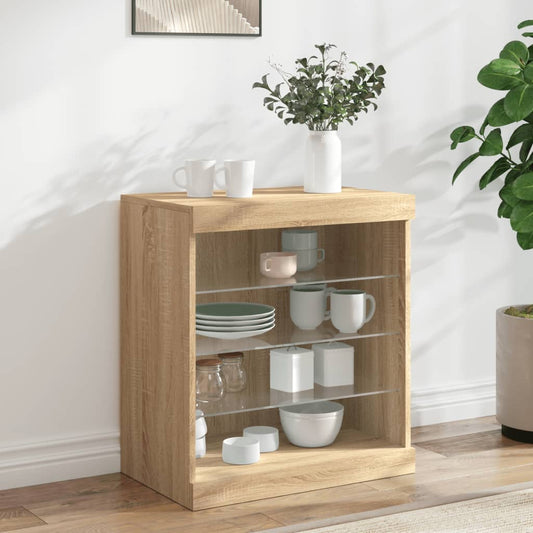 Skjenk Sonoma Eik med LED-lys 60,5x37x67 cm