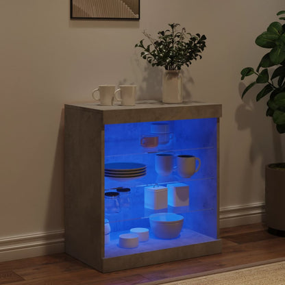 Skjenk Betonggrå med LED-lys 60,5x37x67 cm