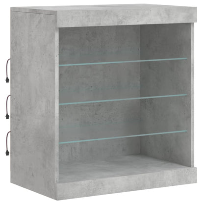 Skjenk Betonggrå med LED-lys 60,5x37x67 cm