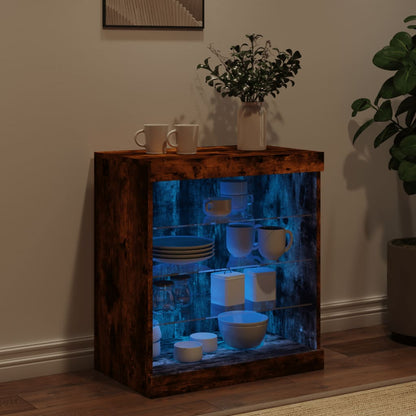 Skjenk Røkt Eik med LED-lys 60,5x37x67 cm