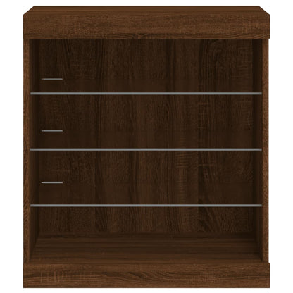 Skjenk Brun Eik med LED-lys 60,5x37x67 cm