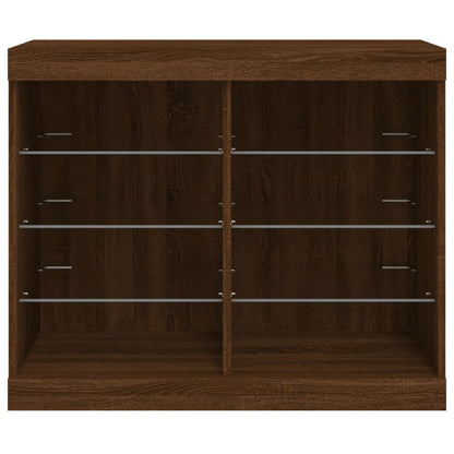 Skjenk Brun Eik med LED-lys 81x37x67 cm