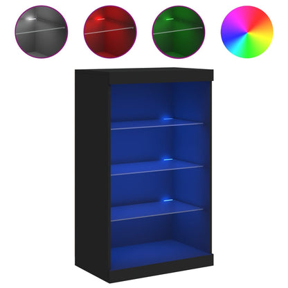 Skjenk Svart med LED-lys 60,5x37x100 cm