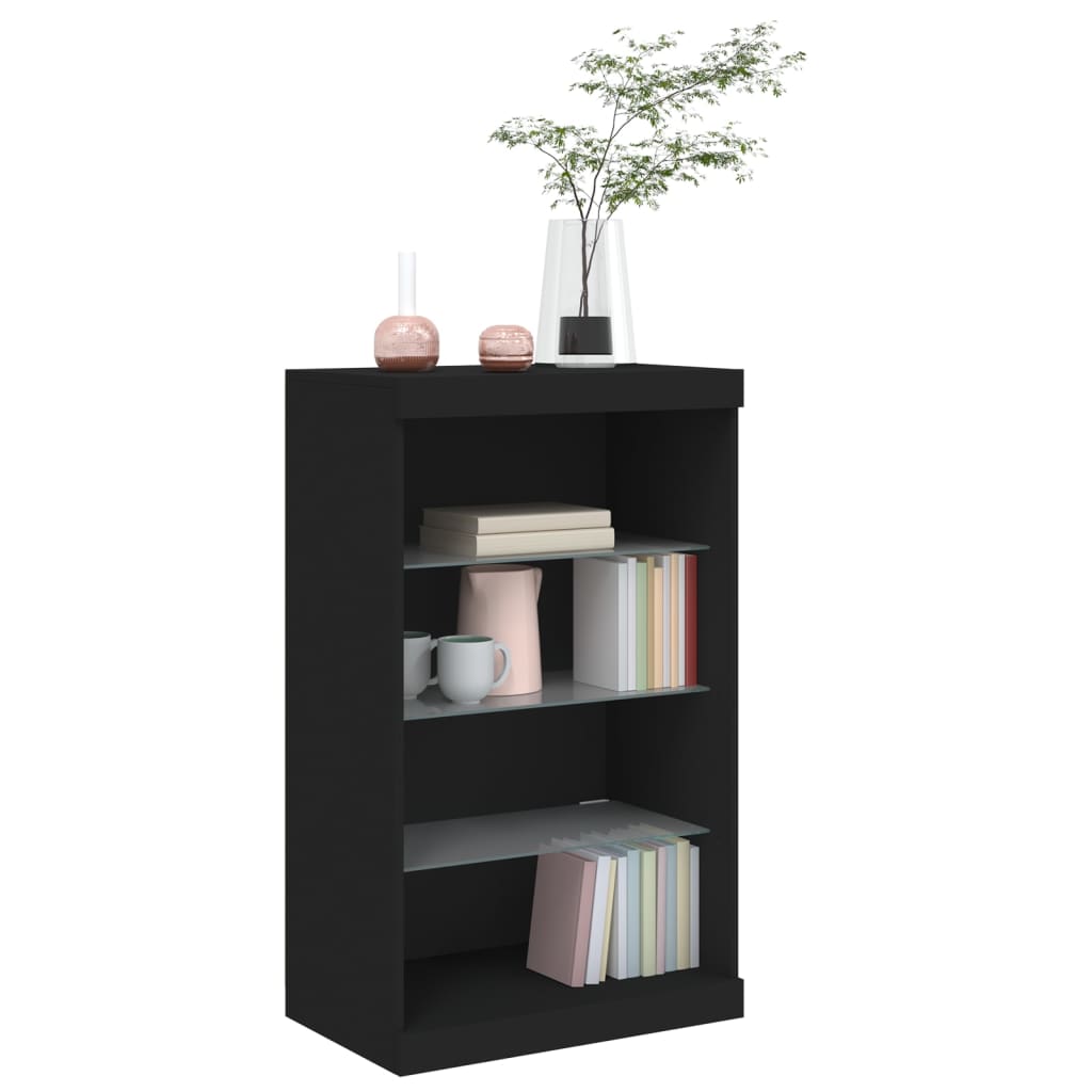 Skjenk Svart med LED-lys 60,5x37x100 cm