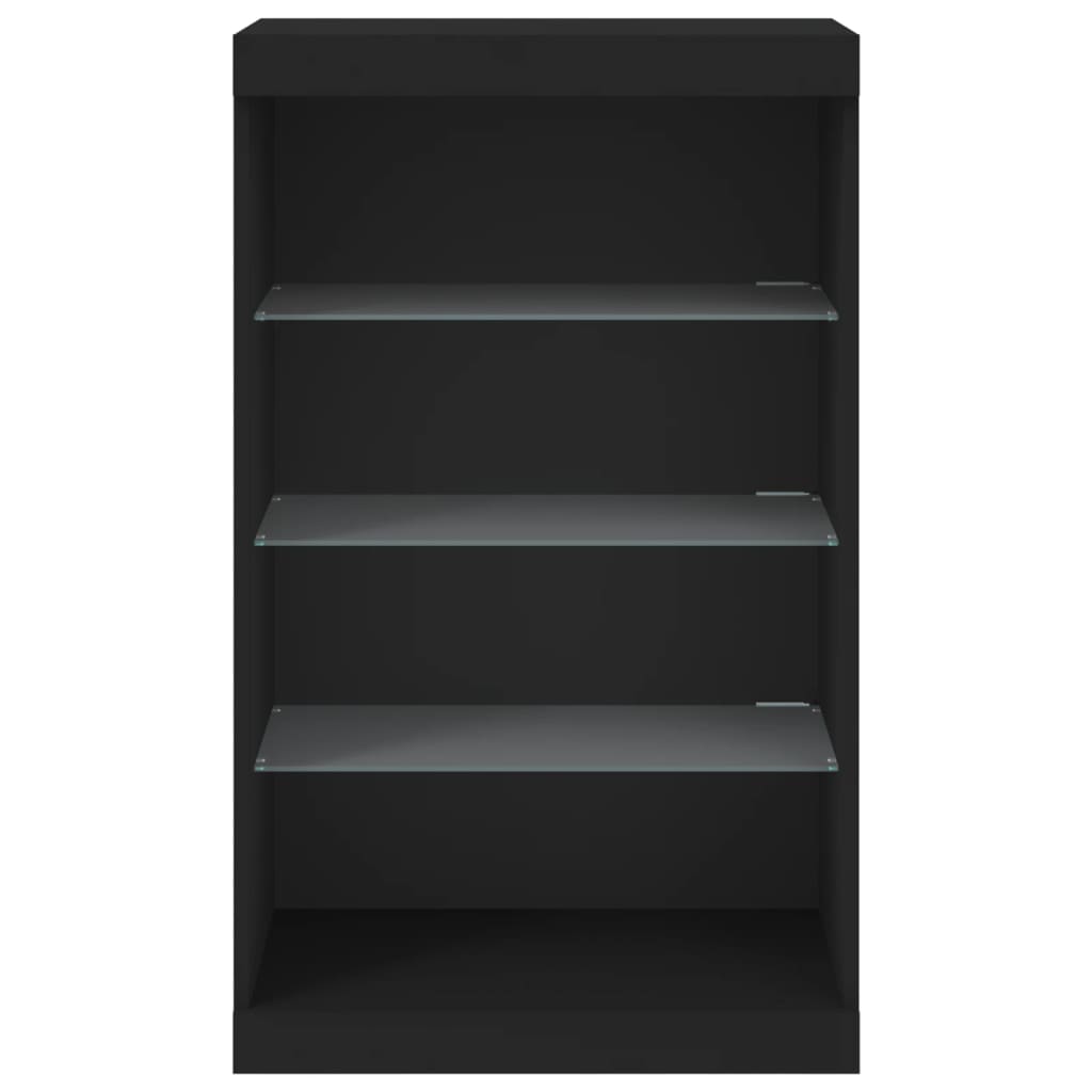 Skjenk Svart med LED-lys 60,5x37x100 cm