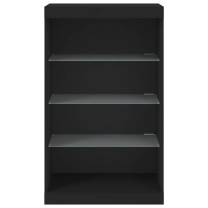 Skjenk Svart med LED-lys 60,5x37x100 cm