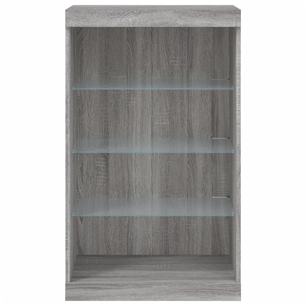 Skjenk Sonoma Grå med LED-lys 60,5x37x100 cm
