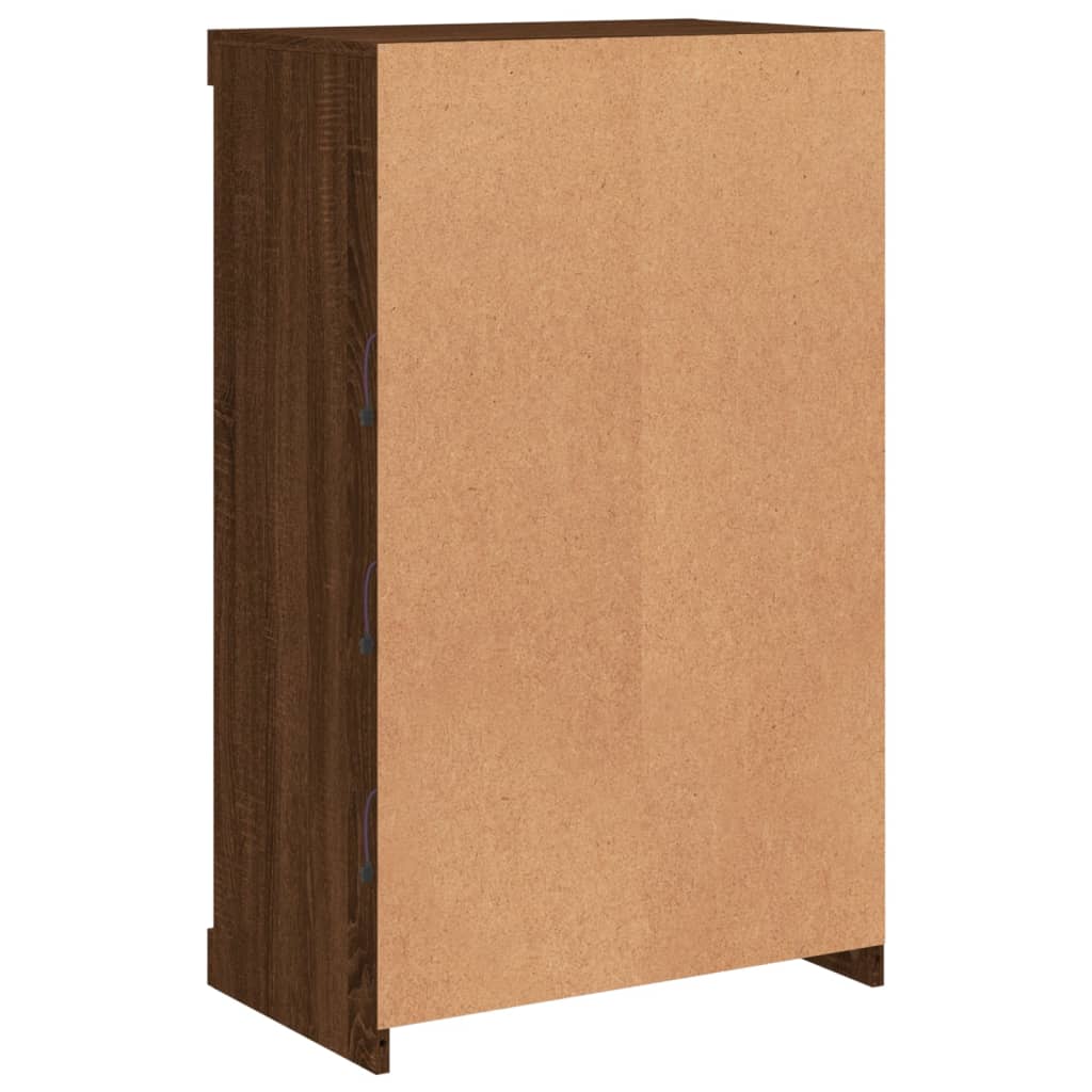 Skjenk Brun Eik med LED-lys 60,5x37x100 cm