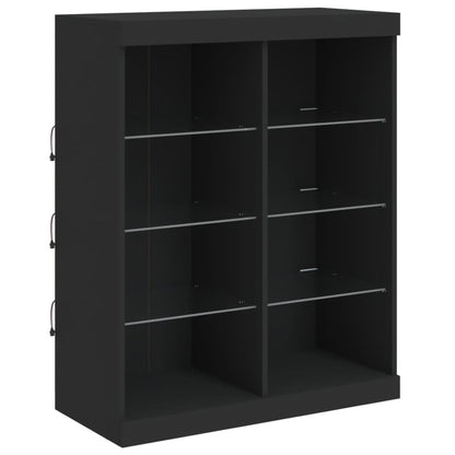 Skjenk Svart med LED-lys 81x37x100 cm