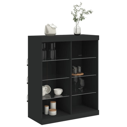Skjenk Svart med LED-lys 81x37x100 cm
