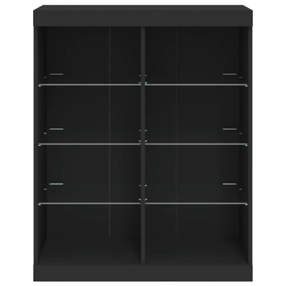 Skjenk Svart med LED-lys 81x37x100 cm