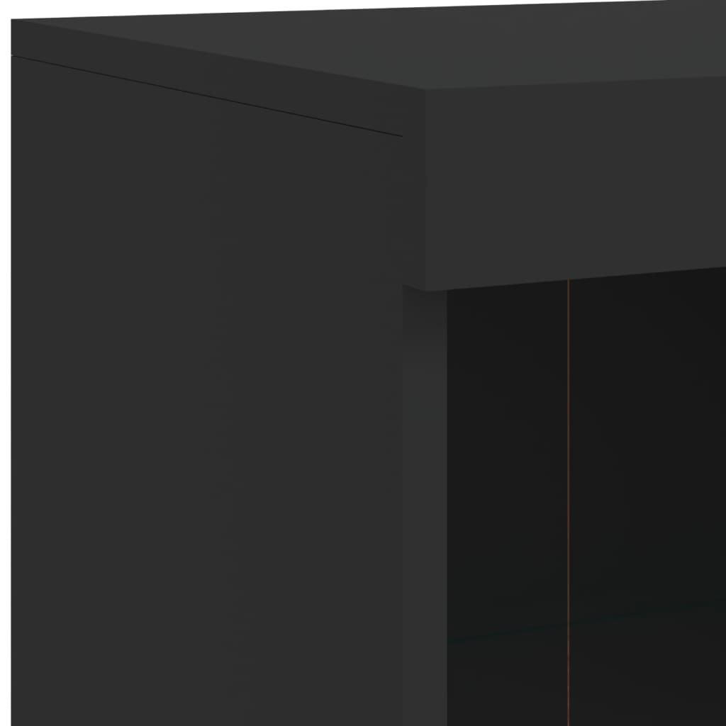 Skjenk Svart med LED-lys 81x37x100 cm