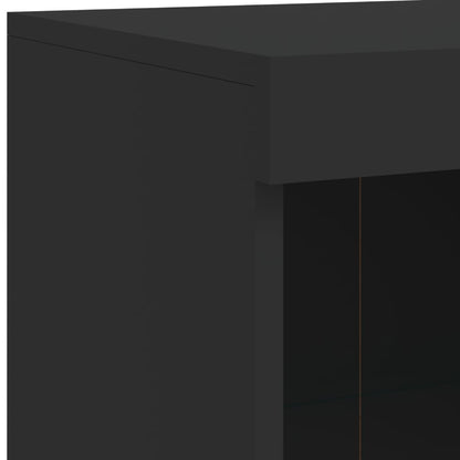 Skjenk Svart med LED-lys 81x37x100 cm