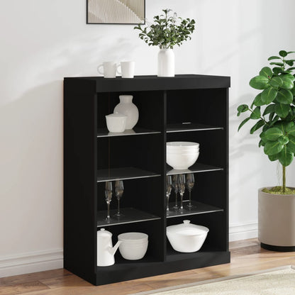 Skjenk Svart med LED-lys 81x37x100 cm