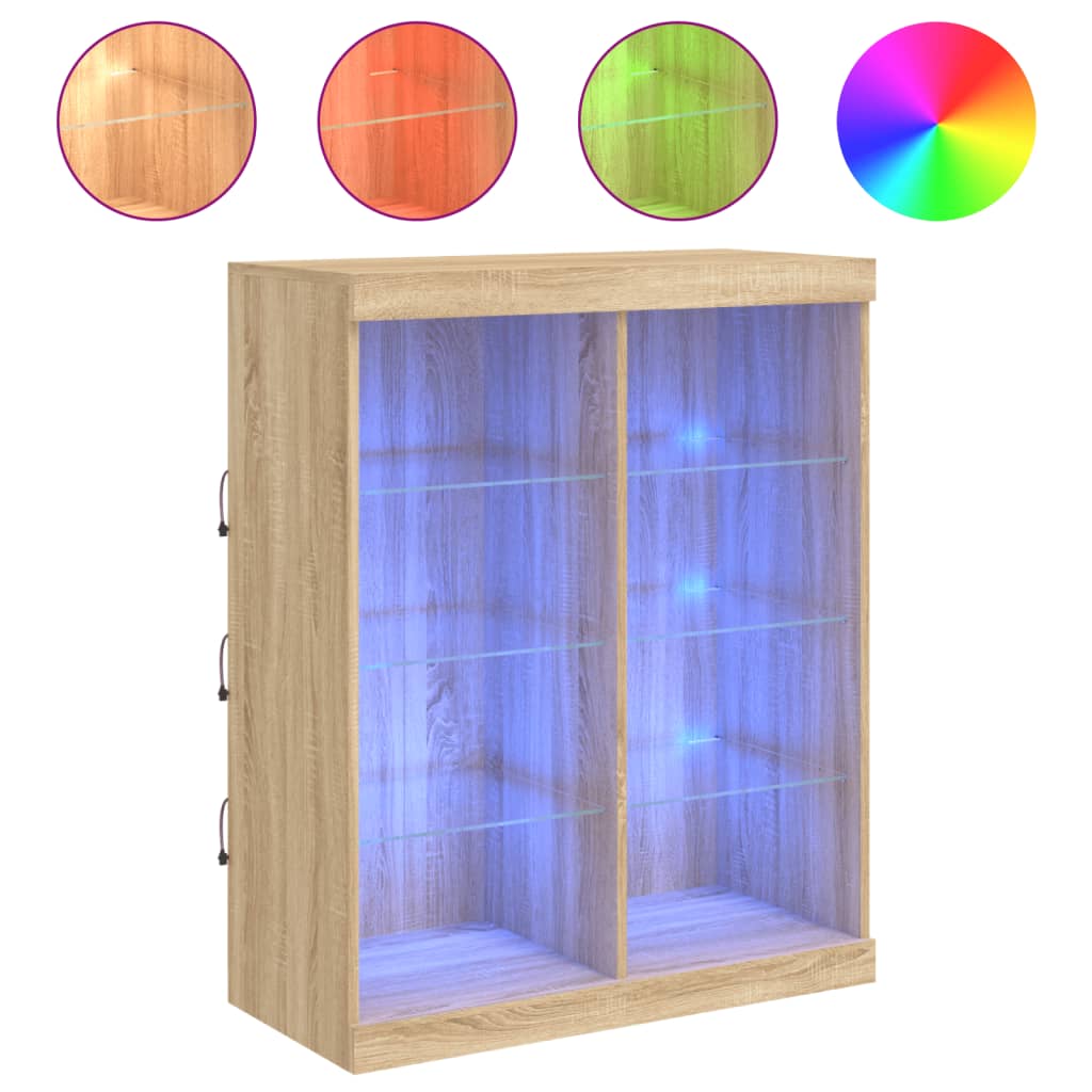 Skjenk Sonoma Eik med LED-lys 81x37x100 cm