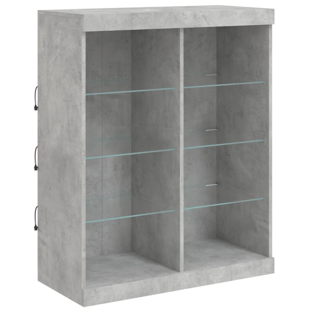 Skjenk Betonggrå med LED-lys 81x37x100 cm
