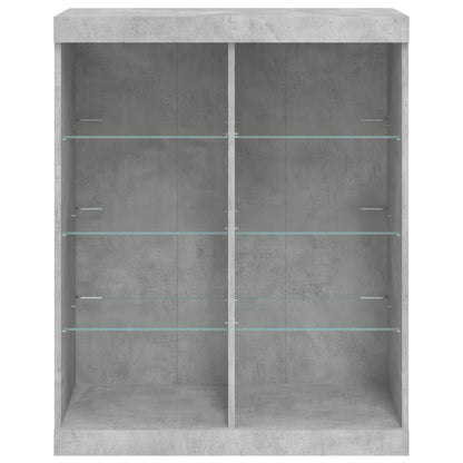 Skjenk Betonggrå med LED-lys 81x37x100 cm