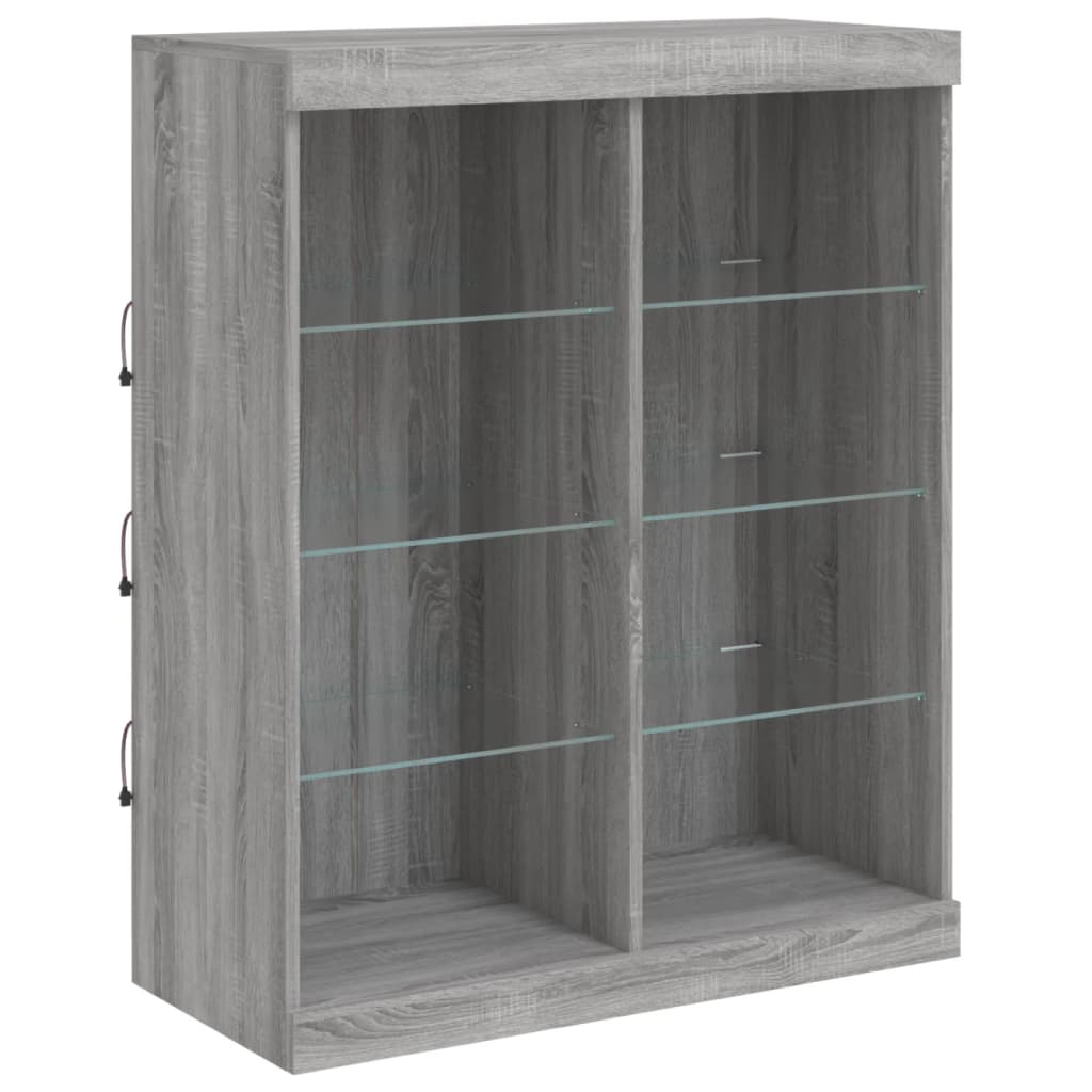 Skjenk Sonoma Grå med LED-lys 81x37x100 cm