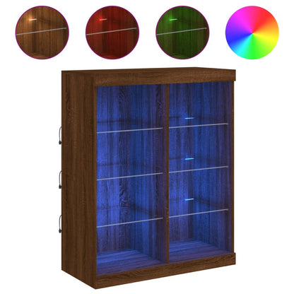 Skjenk Brun Eik med LED-lys 81x37x100 cm