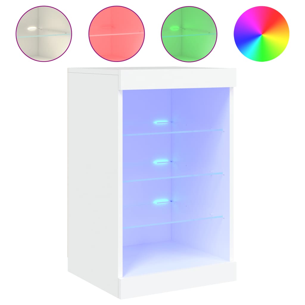 Skjenk Hvit med LED-lys 41x37x67 cm