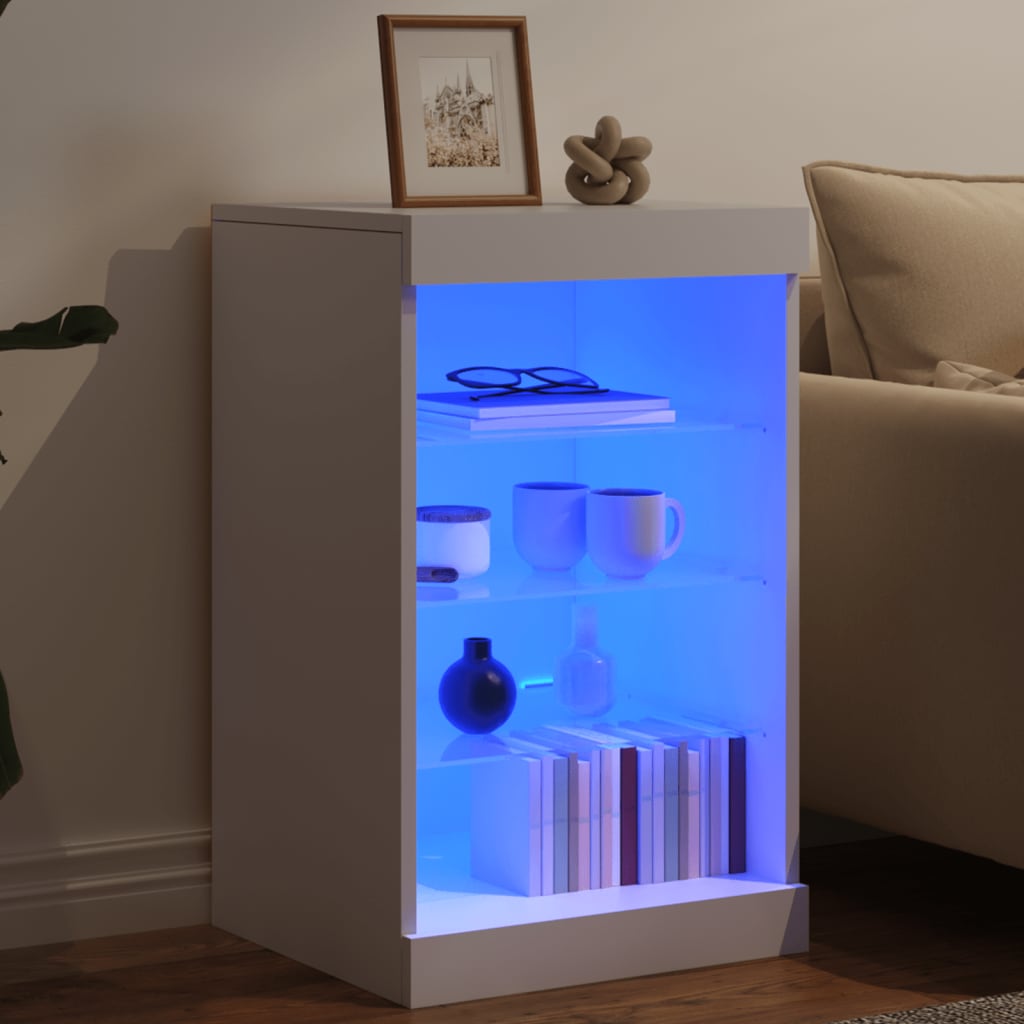 Skjenk Hvit med LED-lys 41x37x67 cm