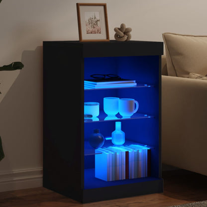 Skjenk Svart med LED-lys 41x37x67 cm