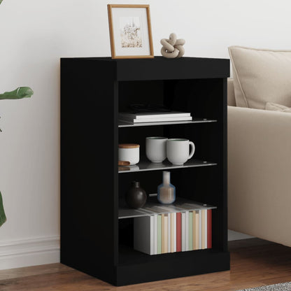Skjenk Svart med LED-lys 41x37x67 cm
