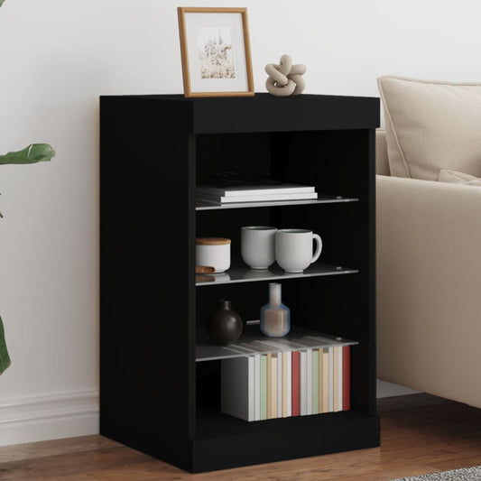 Skjenk Svart med LED-lys 41x37x67 cm