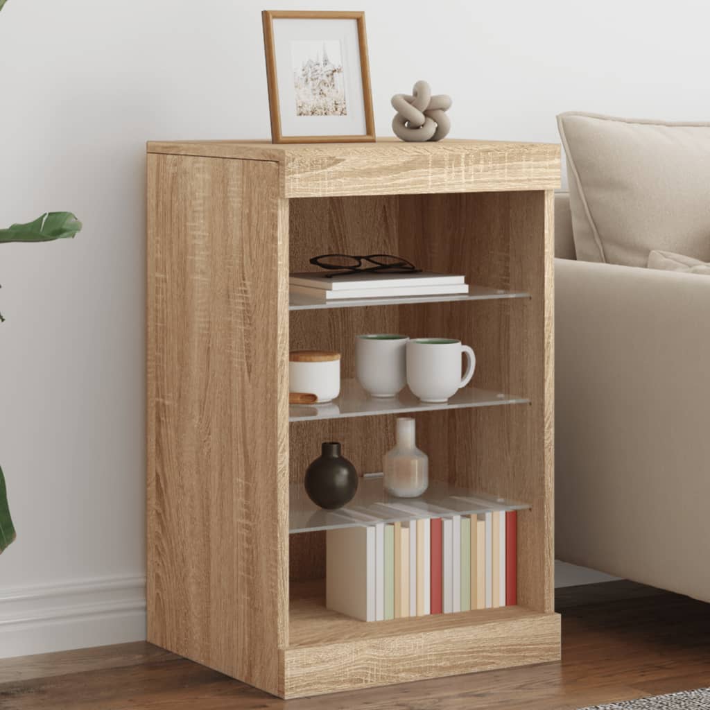 Skjenk Sonoma Eik med LED-lys 41x37x67 cm