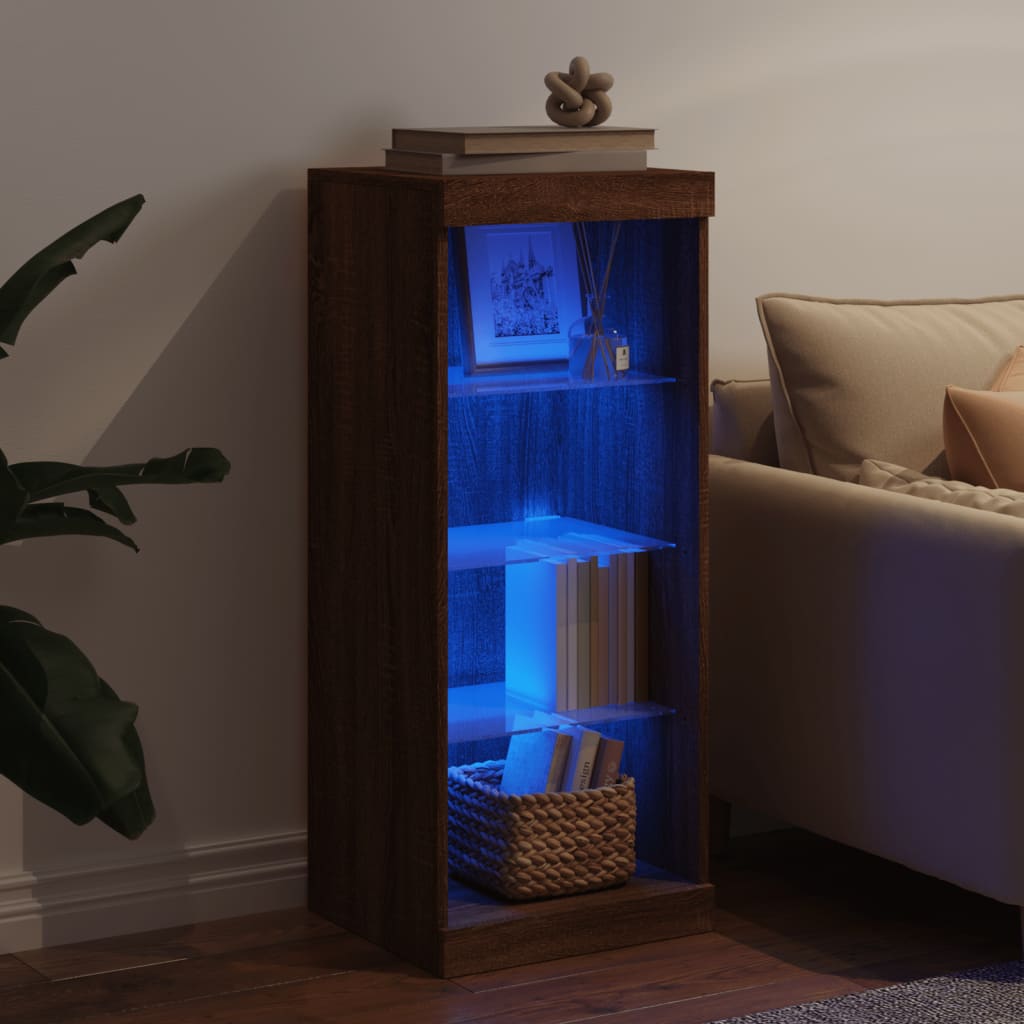 Skjenk Brun Eik med LED-lys 41x37x100 cm