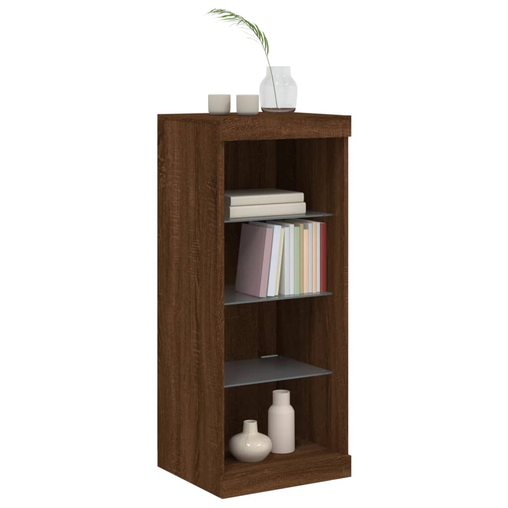 Skjenk Brun Eik med LED-lys 41x37x100 cm