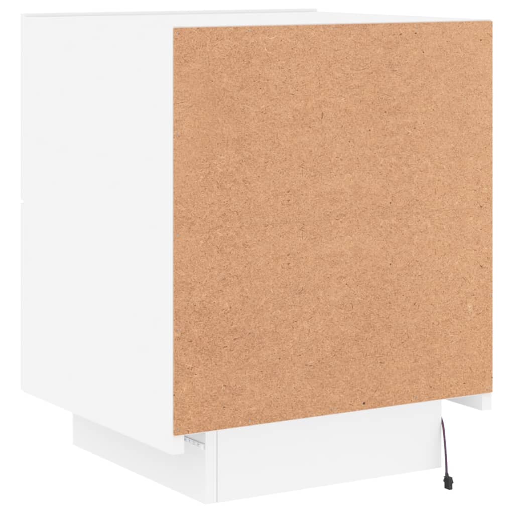 Nattbord Sengbord Hvit med LED